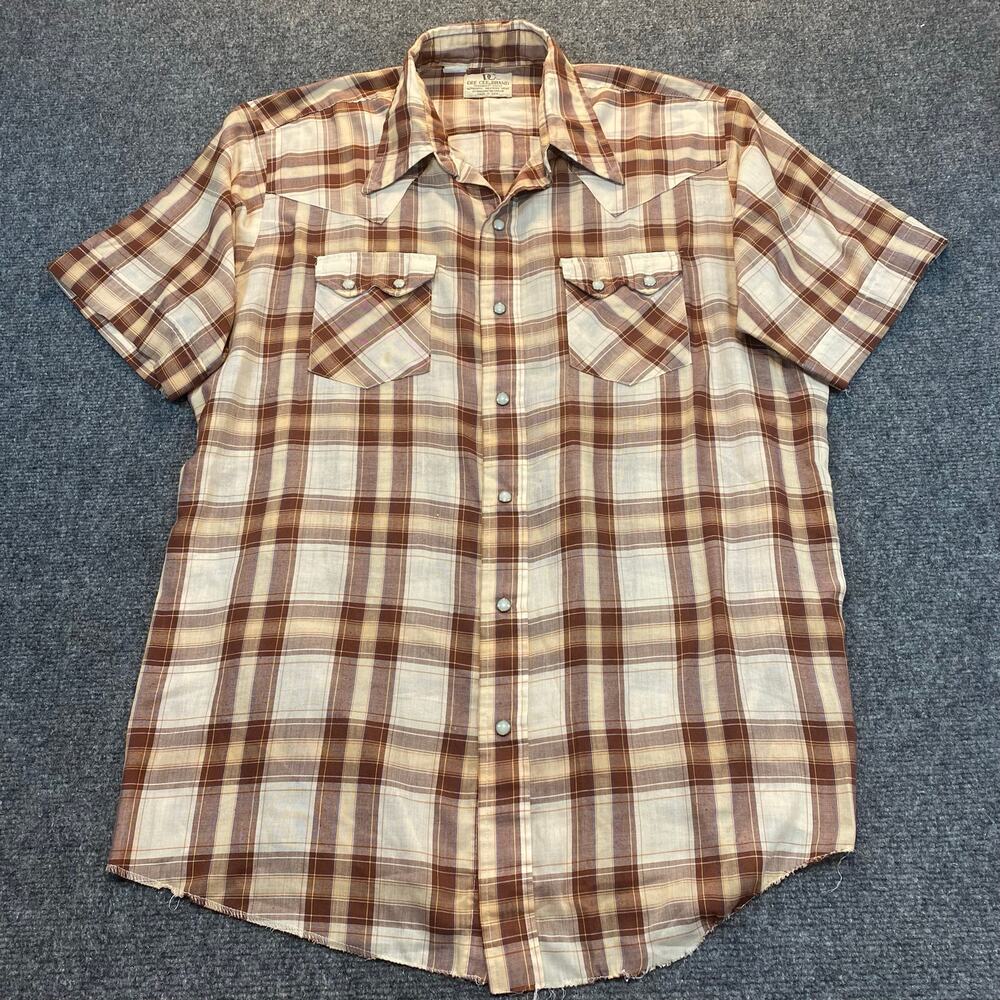 Vintage Dee Cee Brand Mens Large Authentic Western Wear Button Snap Down Shirt